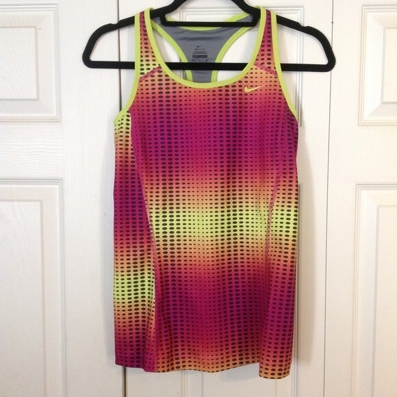 NIKE DRI-FIT Medium Yellow, Orange, Purple Tank Top Workout Athletic Athleisure - Picture 1 of 7